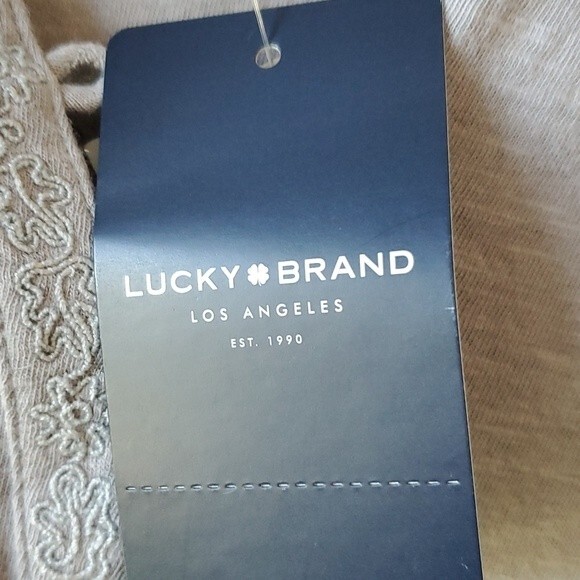 NWT LUCKY BRAND GRAY COTTON EMBROIDERED PEASANT SHIRT LARGE - Picture 6 of 12